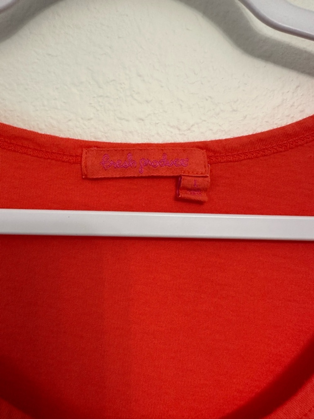 Fresh Produce Size L Orange Short Sleeve Scoop Neck 100% Cotton T-shirt - Picture 2 of 6